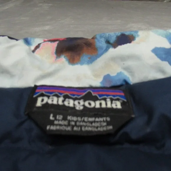 Patagonia Down Sweater Kids Large 12 White Floral Print Winter Coat Lightweight